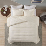 Wholesale Chenille Stripes 3PC Comforter/Duvet Cover/Coverlet, Ivory