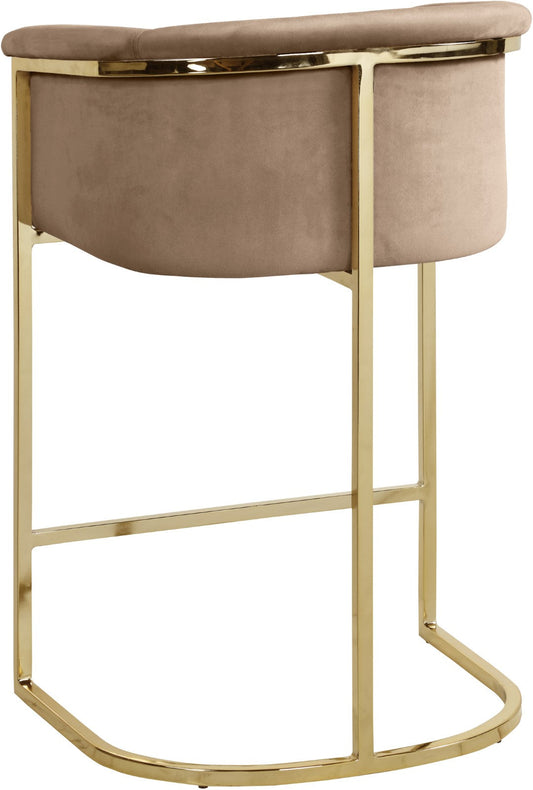 Donatella Contemporary Stool with Luxurious Velvet Upholstery and Elegant Gold Steel Base Support