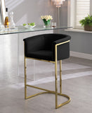 Donatella Contemporary Stool with Luxurious Velvet Upholstery and Elegant Gold Steel Base Support