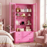 64'' Tall Display Cabinet with Acrylic Doors and Led Lights