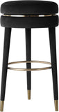 Coral Contemporary Swivel Counter Stool with Elegant Design, Soft Upholstery, and Gold Accents