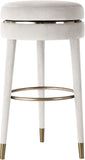 Coral Contemporary Swivel Counter Stool with Elegant Design, Soft Upholstery, and Gold Accents