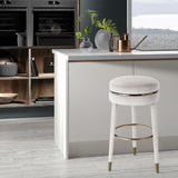 Coral Contemporary Swivel Counter Stool with Elegant Design, Soft Upholstery, and Gold Accents