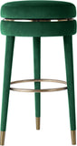 Coral Contemporary Swivel Counter Stool with Elegant Design, Soft Upholstery, and Gold Accents