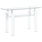 Dyer Rectangular Glass Top Entryway Sofa Console Table White