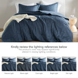 Chambray Denim Inspired Comforter Set, Navy, Twin/Twin XL