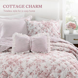 Vintage Inspired Floral Microfiber Quilt Set, Pink