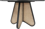 Butterfly Mid-Century Dining Table with Natural Cane Base and Solid Rubber Wood Frame for Elegance