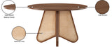Butterfly Dining Table - Mid-Century Style, Solid Rubberwood, Natural Cane Base, Walnut Finish