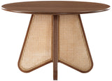 Butterfly Dining Table - Mid-Century Style, Solid Rubberwood, Natural Cane Base, Walnut Finish