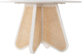 Butterfly Mid-Century Dining Table with Natural Cane Base and Solid Rubber Wood Frame for Elegance