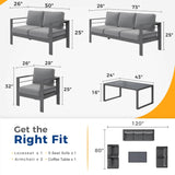 5 Pieces Aluminum Patio Furniture Set, Grey