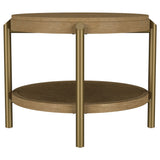 Arini Round End Side Table With Storage Shelf Sand Wash