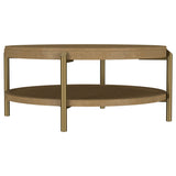 Arini Round Coffee Table With Storage Shelf Sand Wash