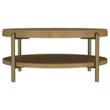 Arini Round Coffee Table With Storage Shelf Sand Wash