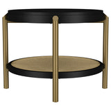 Arini Round End Side Table With Storage Shelf Black