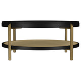 Arini Round Coffee Table With Storage Shelf Black