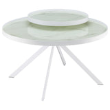 Briggs Round Marble Printed Glass Top Coffee Table White