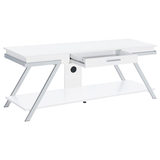Marcia 1-drawer Wood 60-inch TV Stand White High Gloss
