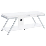 Marcia 1-drawer Wood 60-inch TV Stand White High Gloss
