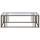 Adri Rectangular Glass Top Coffee Table Black Nickel