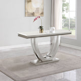 Kerwin U-base Stone Top Entryway Sofa Console Table Chrome