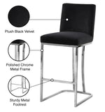 Heidi Contemporary Stool - Luxurious Velvet Upholstered Design with Polished Metal Base for Dining