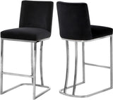Heidi Contemporary Stool - Luxurious Velvet Upholstered Design with Polished Metal Base for Dining