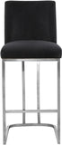 Heidi Contemporary Stool - Luxurious Velvet Upholstered Design with Polished Metal Base for Dining