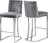 Heidi Contemporary Stool - Luxurious Velvet Upholstered Design with Polished Metal Base for Dining
