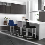 Heidi Contemporary Stool - Luxurious Velvet Upholstered Design with Polished Metal Base for Dining