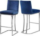 Heidi Contemporary Stool - Luxurious Velvet Upholstered Design with Polished Metal Base for Dining