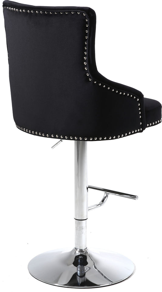 Claude Contemporary Adjustable Stool with Plush Velvet, Chrome Trim, and Deep Tufted Design for Comfort