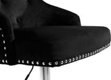 Claude Contemporary Adjustable Stool with Plush Velvet, Chrome Trim, and Deep Tufted Design for Comfort