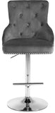Claude Contemporary Adjustable Stool with Plush Velvet, Chrome Trim, and Deep Tufted Design for Comfort