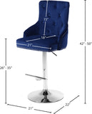 Claude Contemporary Adjustable Stool with Plush Velvet, Chrome Trim, and Deep Tufted Design for Comfort