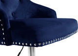Claude Contemporary Adjustable Stool with Plush Velvet, Chrome Trim, and Deep Tufted Design for Comfort