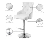 Claude Contemporary Adjustable Stool with Plush Velvet, Chrome Trim, and Deep Tufted Design for Comfort