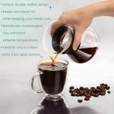 4 Double Wall Glass Coffee Mugs with 2 Spoons