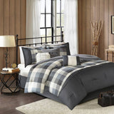 Cabin Farmhouse Buffalo Check Comforter, Grey