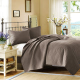 Herringbone Velvet Touch Oversize 3-Piece Coverlet, Brown