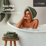 8-Piece 800gsm Cotton Absorbent Towel Set, Olive Green