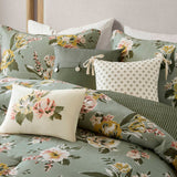 7 Piece Vintage Floral Comforter Set, Green
