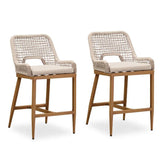 PURPLE LEAF Outdoor Bar Stools Wicker Rattan Bar Stools with Back Aluminum Outside Garden Patio Bar Chairs