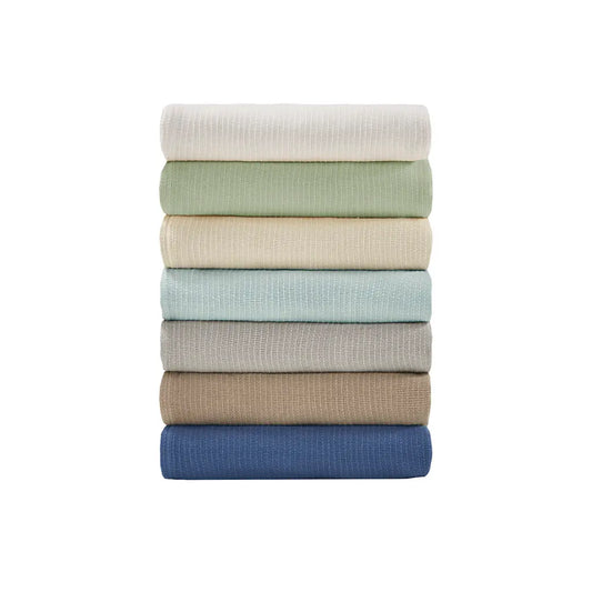 Wholesale Modern Solid Freshspun Cotton Blanket, Blue