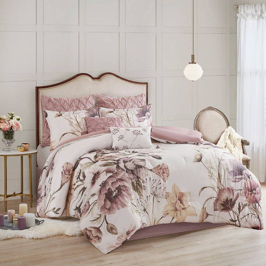 Shabby Chic Floral Comforter/Duvet Cover Set, Blush