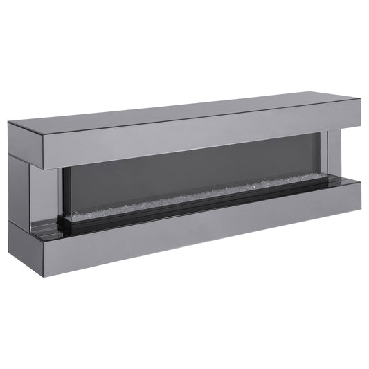 Vallerie 71-inch TV Stand with Visual Flame Box Grey Mirror