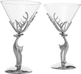 Stag Antler Cocktail Martini Glasses, Set of 2 (Martini / Champagne)