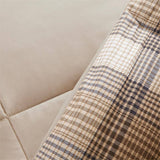 3pc Khaki Cabin Plaid Quilted Down Alternative Comforter Set