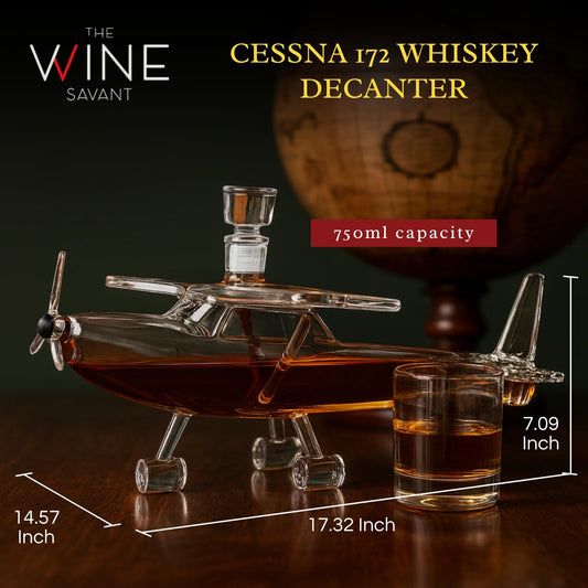 Airplane Whiskey Decanter, Cessna 172 Plane  25oz